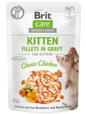 Brit Care Cat Fillets in Gravy Kitten Choice Chicken 85g Tijdelijk Beschikbaar