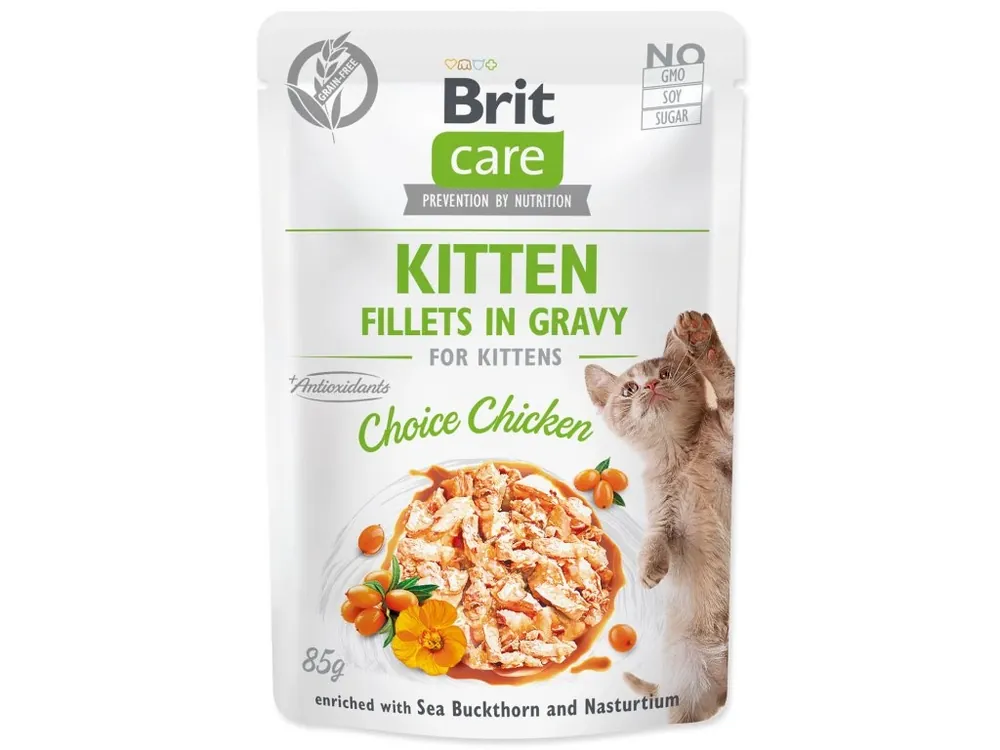 Brit Care Cat Fillets in Gravy Kitten Choice Chicken 85g Tijdelijk Beschikbaar