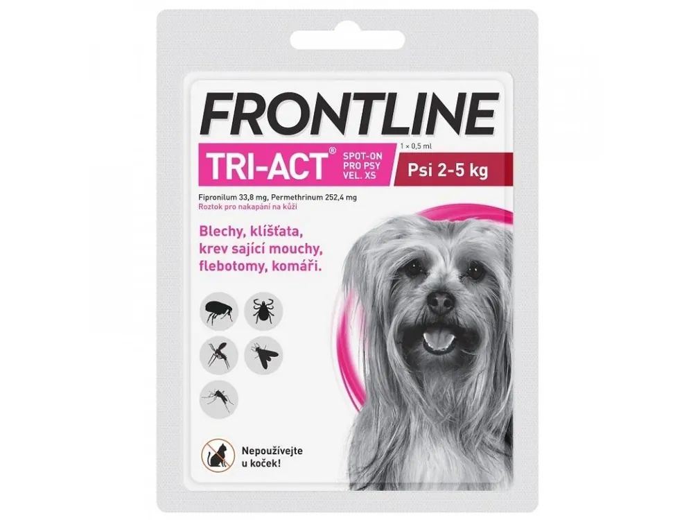 FRONTLINE TRI-ACT spot-on for dogs XS (2-5 kg)-1x0,5ml Populair