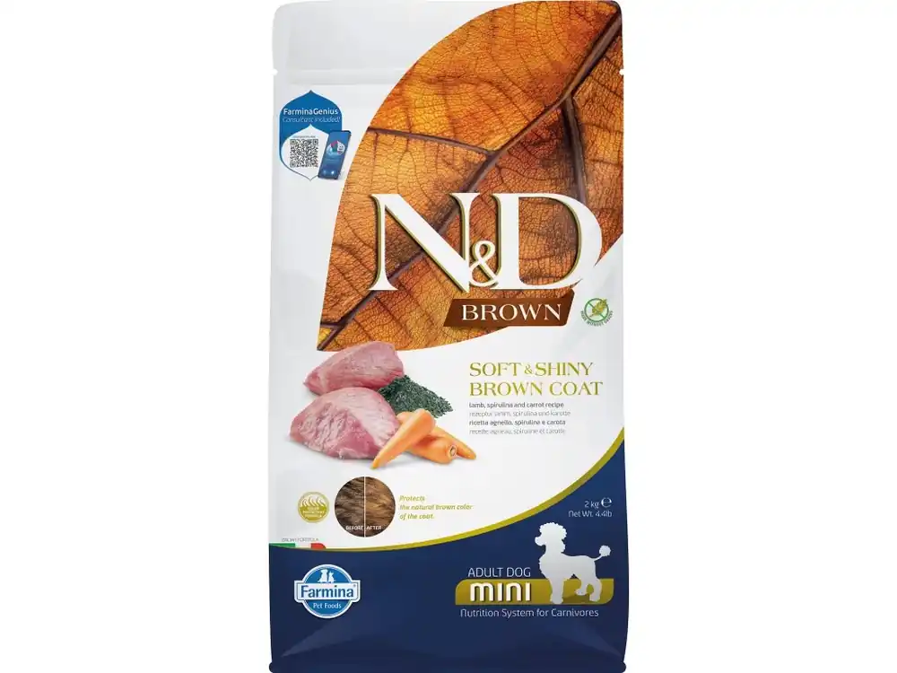 Bestel Nu N&D BROWN DOG Adult Mini Lamb & Spirulina & Carrot 2kg