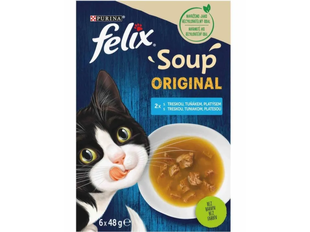 Fabrieksprijs Felix Soup Original Cod & Tuna & Flounder 6 x 48 g