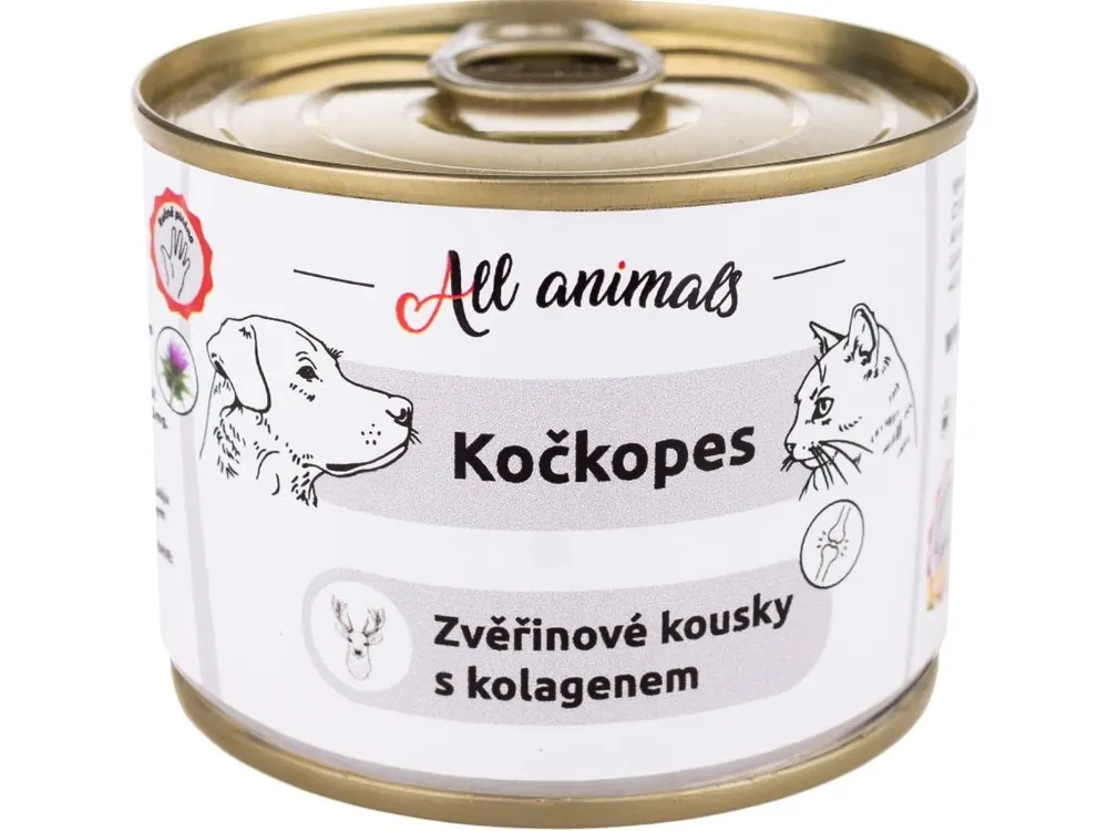 All Animals Kočkopes Zvěřinové kousky s kolagenem 200g Finale Uitverkoop
